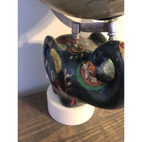 Stone Elephant World Globe on Painted on Marble Base Art Deco. Rare. Read - Picture 4 of 16